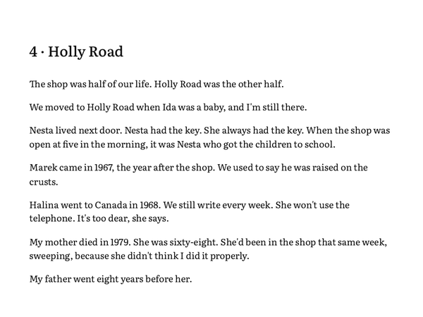 A page of Ruth Sample’s memoir, chapter 4, Holly Road